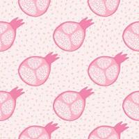 Abstract pomegranate fruit seamless pattern. Geometric pink pomegranates wallpaper in doodle style on dots background. vector