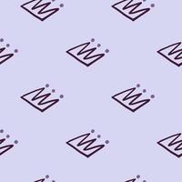 Minimalistic simple seamless pattern with purple crown silhouettes. Light blue background. vector
