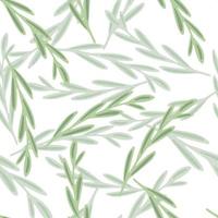 Isolated natural seamless pattern with leaf branches shapes in green colors. Simple botanic doodle backdrop. vector