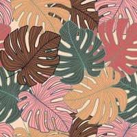 Creative tropical leaves backdrop. Monstera leaf pattern, botanical seamless pattern. vector