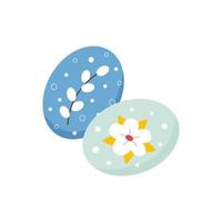 Cute Easter Eggs with pretty paintings. Vector illustration