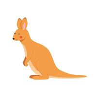 Cute young kangaroo isolated in white background. Cartoon vector illustration