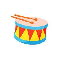 Cute kids musical instrument drum with sticks. Vector illustration