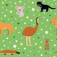 lindo patrón vectorial sin costuras con animales bebés australianos salvajes