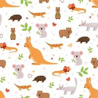 Cute vector cartoon pattern with baby animals. Childish seamless background