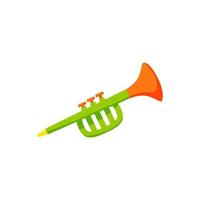 Kids musical instrument trumpet. Cartoon vector illustration