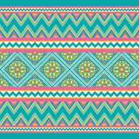 Yellow, Pink, White on Green Teal. Geometric ethnic oriental pattern traditional Design for background,carpet,wallpaper,clothing,wrapping,Batik,fabric,Vector illustration embroidery style vector