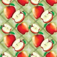 Manzana roja sobre patrón oriental étnico geométrico verde diseño tradicional para fondo, alfombra, papel pintado, ropa, envoltura, batik, tela, estilo de bordado de ilustración vectorial vector