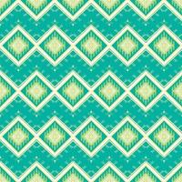 Yellow, White, Green on Teal. Geometric ethnic oriental pattern traditional Design for background,carpet,wallpaper,clothing,wrapping,Batik,fabric, vector illustration embroidery style