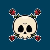 Skull with rose flower, Vector illustration eps.10