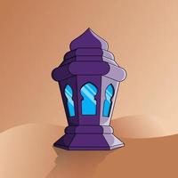 ramadan kareem linterna en la ilustración de vector de fondo del desierto