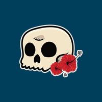 Skull with rose flower, Vector illustration eps.10