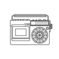 Vintage Radio Outline Icon Illustration on White Background vector