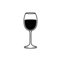 Wine Glass Outline Icon Illustration on White Background vector