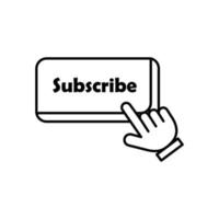 Subscribe Button and Pointed Hand Outline Icon Illustration on White Background vector