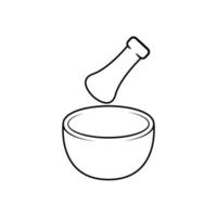 Pestle and Mortar Outline Icon Illustration on White Background Suitable for Medicine, Apothecary, Treatment Icon vector