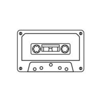 Cassette Icon in Outline Style on a White Background Suitable for Audio, Music, Recording Icon. Isolated vector