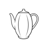 Teapot Icon in Outline Style on a White Background Suitable for Kettle, Drink, Decoration Icon. Isolated vector