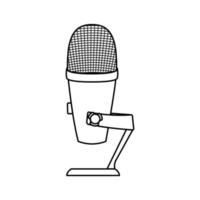 Microphone Icon in Outline Style on a White Background Suitable for Sound, Audio, Music Icon. Isolated vector