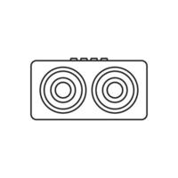 Speaker Black and White Icon in Outline Style on a White Background Suitable for Music, Stereo, Audio Icon. Isolated vector