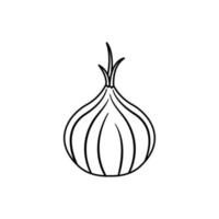 Onion Black and White Icon in Outline Style on a White Background Suitable for Cooking, Spice, Ingredient Icon. Isolated
