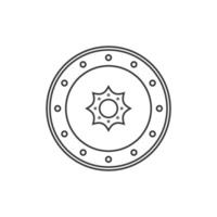 Shield Black and White Icon in Outline Style on a White Background Suitable for Logo, Military, Security Icon. Isolated vector