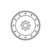 escudo icono blanco y negro en estilo de contorno sobre un fondo blanco adecuado para logotipo, militar, icono de seguridad. aislado vector