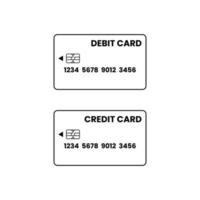 Debit and Credit Card Outline Icon on White Background vector