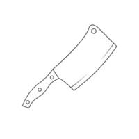 cuchillo de carnicero icono blanco y negro en estilo de contorno sobre un fondo blanco adecuado para logotipo, cocina, icono de carnicería. aislado vector