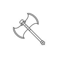 Viking Battle Axe Outline Icon Illustration on White Background vector