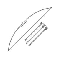 Long Bow with 3 Arrow Outline Icon Illustration on White Background vector