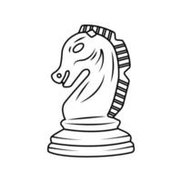 Chess Knight Outline Icon Illustration on White Background vector