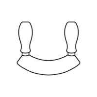 Two Handle Knife Mezzaluna Outline Icon Illustration on White Background vector