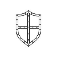 escudo icono blanco y negro en estilo de contorno sobre un fondo blanco adecuado para logotipo, militar, icono de seguridad. aislado vector