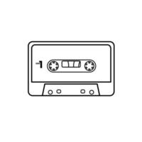 Cassette Icon in Outline Style on a White Background Suitable for Audio, Music, Recording Icon. Isolated vector