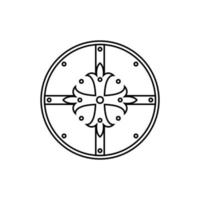 Shield Black and White Icon in Outline Style on a White Background Suitable for Logo, Military, Security Icon. Isolated vector