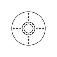 Round Shield Black and White Icon in Outline Style on a White Background Suitable for Logo, Military, Security Icon. Isolated vector