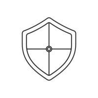 Shield Black and White Icon in Outline Style on a White Background Suitable for Logo, Military, Security Icon. Isolated vector