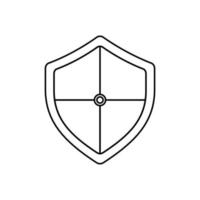 escudo icono blanco y negro en estilo de contorno sobre un fondo blanco adecuado para logotipo, militar, icono de seguridad. aislado vector