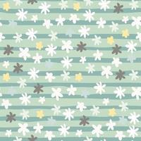 Seamless pastel pattern with botanic abstract elements in white and grey colors. Blue stripped background. vector