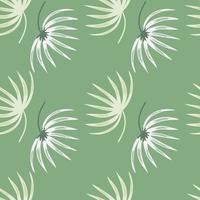 White hand drawn botanic leaves shapes seamless pattern. Light green background. Abstract backdrop. vector