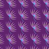 Hand drawn abstract seamless pattern with botanic leaf silhouettes. Purple bright background. vector