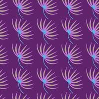 Hand drawn abstract seamless pattern with botanic leaf silhouettes. Purple bright background. vector