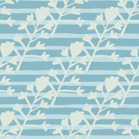 Seamless floral pattern with botanic elements in blue and light tones. Simple design. vector