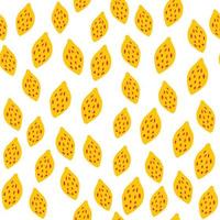 Yellow lemon seamless pattern on white background. Hand drawn citrus fruits wallpaper. vector