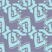 Pastel seamless pattern with arrows symbol. Geometric figures in blue color on purple background. vector
