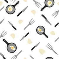 Fried eggs seamless pattern isolated on white background. vector