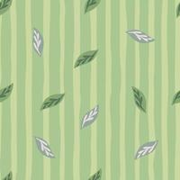 Foliage seamless pattern with random leaves abstract ornament. Striped background. Nature backdrop. vector