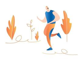 Cartoon running men. Male sprinter. running in nature vector
