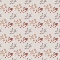 Little botanic ornament of branches seamless pattern. Grey background and red, orange and grey botanic elements. vector